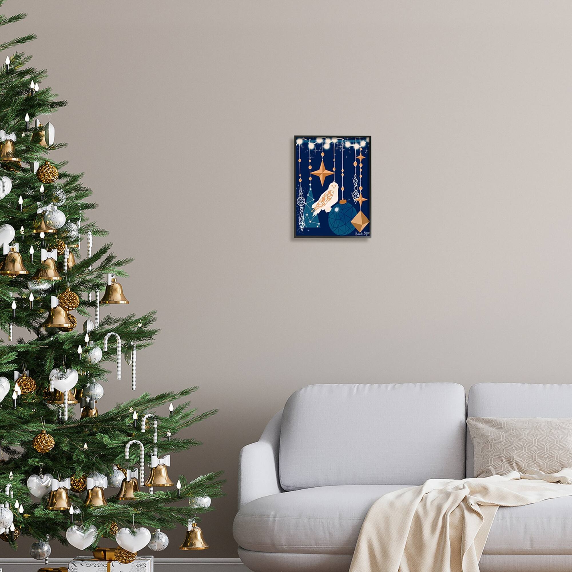 Stupell Industries Geometric Winter Owl Framed Giclée Art